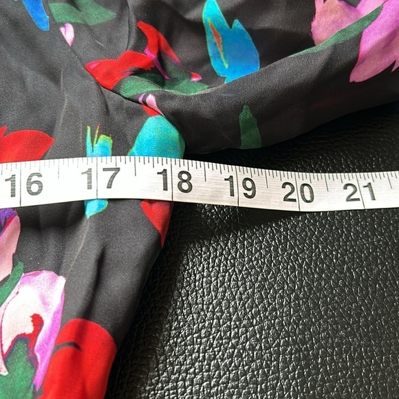 PARKER JEWELED Silk Floral Faux Wrap Dress Long Sleeve V Neck Black Sz S NEW - Picture 10 of 11